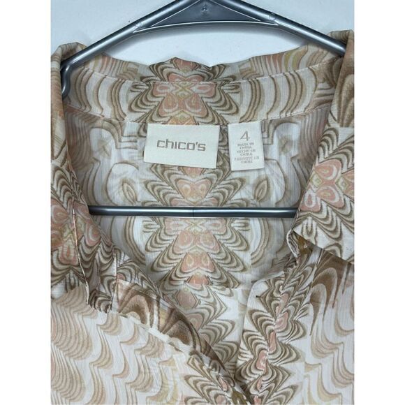 Chicos Sheer Long Sleeve Long Line Tunic Size 4 - Picture 11 of 14